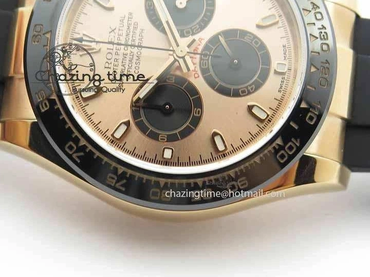 MiroTime 0316 RelaxedFit Daytona 116515 Noob 1:1 Best Edition Rose Gold Dial On Black Rubber Strap A7750(Free Extra Strap) 3740